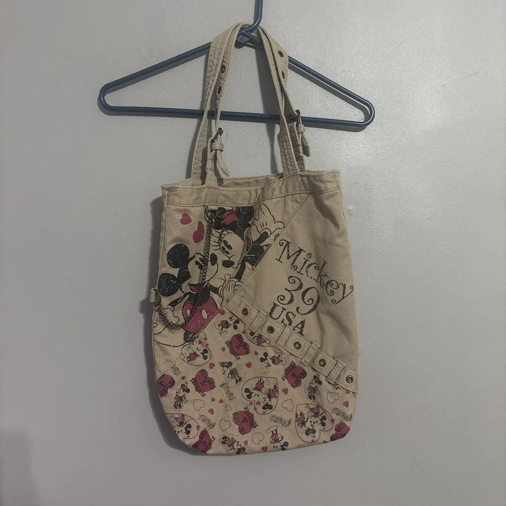 MICKEY/MINNIE MOUSE 39 USA CANVAS‎ TOTE W/ 2 ADJ. STRAPS  Bag Chain